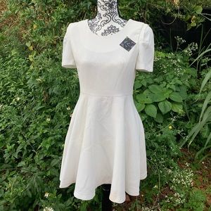 White Short Sleeve Skater Dress